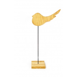 Ptak dekoracja drewniana stojąca 44cm jasny